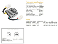 DZE ELEKTRYKA įtampos reguliatorius HONDA NSS 250 FORZA '05-'07 OEM 31600-KSV-J01 MOSFET 50A