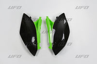 UFO galinės šoninės plastmasės KAWASAKI KXF 250 '09-'12 OEM juodas/žalias