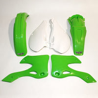UFO plastikų komplektas KAWASAKI KX 125 250 '99-'02 OEM žalias/baltas