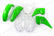 UFO plastikų komplektas KAWASAKI KX 125 250 '03-'10 OEM žalias/baltas