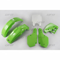 UFO plastikų komplektas KAWASAKI KX 125 '89 OEM žalias/baltas