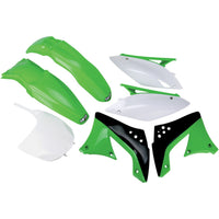 UFO plastikų komplektas KAWASAKI KXF 450 '09-'11 OEM '10-'11 žalias/baltas/juodas