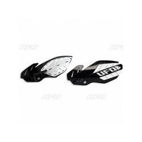 UFO rankų apsaugos FLAME KAWASAKI KXF 250 450 '13-'17 juodas/baltas su tvirtinimais